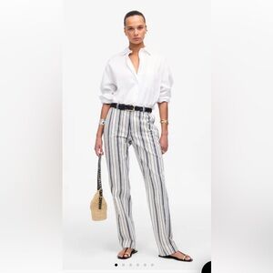 NWT Madewell Dean Easy Straight Jean in Navy and White Striped